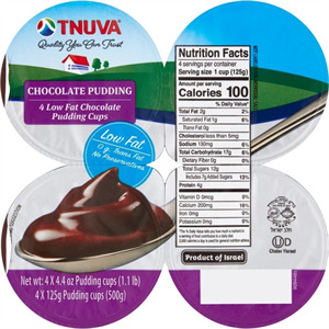 Tnuva Chocolate Pudding 4 Pack, 17.7 Oz