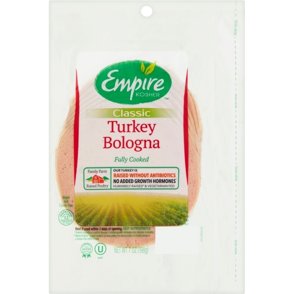 Empire Kosher Turkey Bologna Slices, 8 Oz