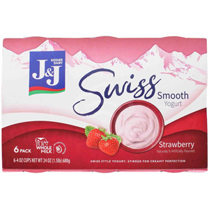 J&J Swiss Yogurt 6 Pk Strawberry, 24 Oz