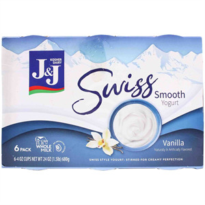 J&J Swiss Yogurt 6 Pk Vanilla, 24 Oz