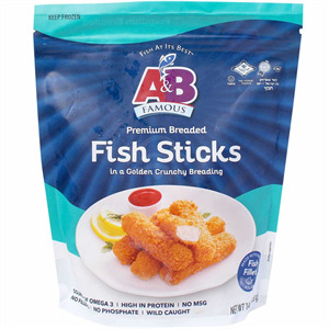 A & B Premium Breaded Fish Sticks, 14 Oz