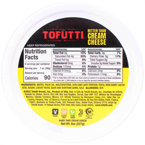 Tofutti Cream Cheese Plain Parve Hydro, 8 Oz