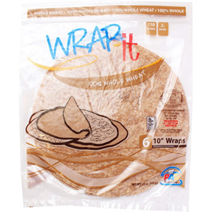 Pas Supreme Wrap It 100% Whole Wheat, 6 wraps, 10'', 13 Oz
