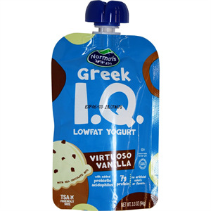 Normans Greek Squeez Vanilla Low Fat Yogurt, 3.3 oz