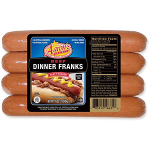 Aaron's Beef Dinner Franks Hot Dogs, 16 Oz