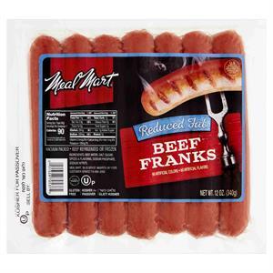 Meal Mart Reduce Fat Franks Beef, 12 Oz