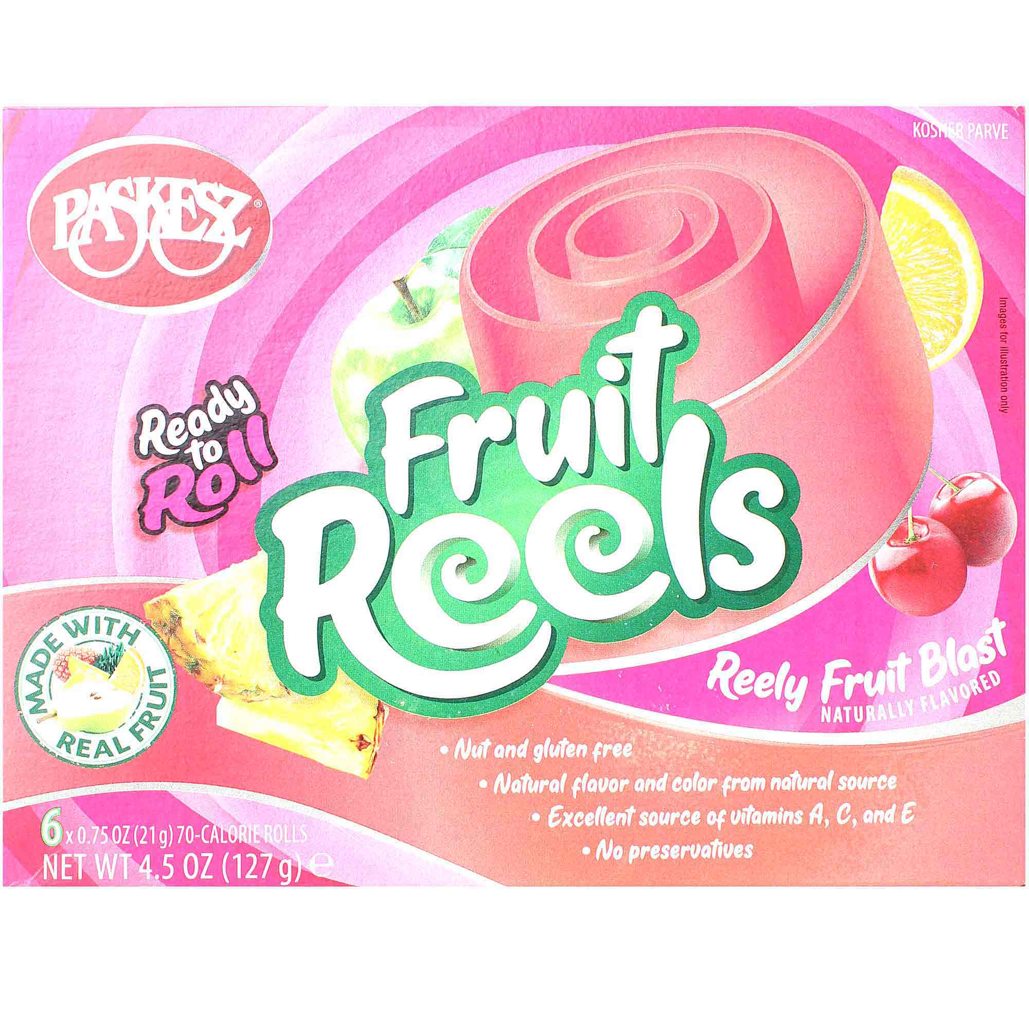 Paskesz Fruit Reels Fruit Blast 6Pk, 4.5 Oz